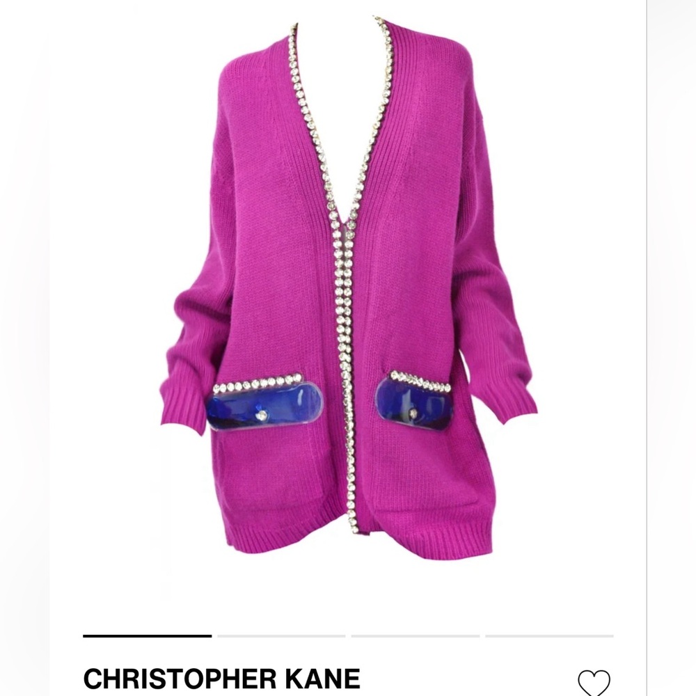 Christopher Kane Runway Oversized Embellished Raspberry Wool Sweater Cardigan xs